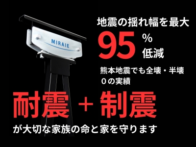 地震の揺れ幅を最大95％吸収・低減可能な制震ダンパーを標準搭載