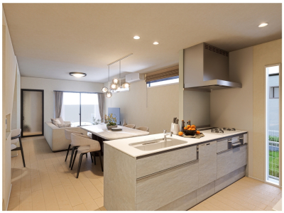 【1号棟】ペニンシュラ型キッチン（LIXIL ND）採用