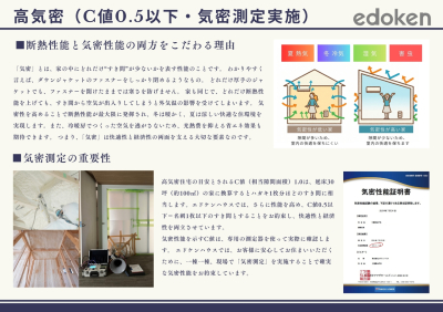 基本仕様（気密性能）C値0.5以下・全棟気密測定実施