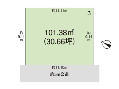 間口広い整形地。