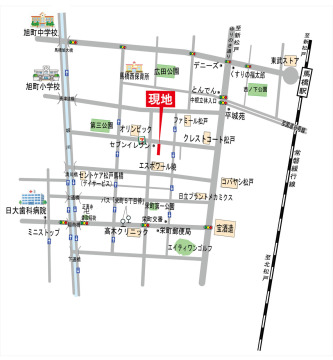 常磐緩行線「馬橋」駅より徒歩14分の現地案内図