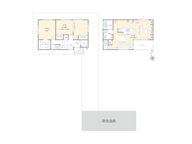２階リビングの開放感と工夫された間取りで、自然と家族が集まり、心地よい時間を共有できます。
2階には、18.37畳の広々としたLDKをレイアウト。
家の中心となるリビングダイニングは、対面式キッチンを採用し、料理をしながら家族との会話が楽しめる設計になりました。
また、バルコニーとつながるリビングは開放感があり、家族での食事やくつろぎの時間をより豊かに演出します。
