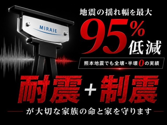 熊本地震・能登半島地震でも高い効果が実証された
制震ダンパー「MIRAIE」を標準搭載。地震に強い家づくりです。