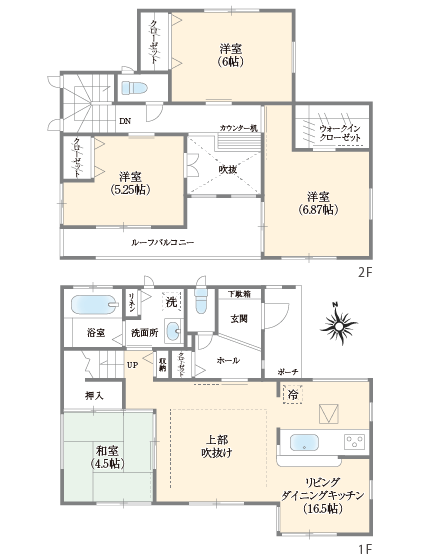 吹き抜けがある家／間取り図