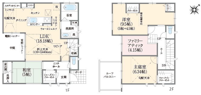 中庭のある家／間取り図