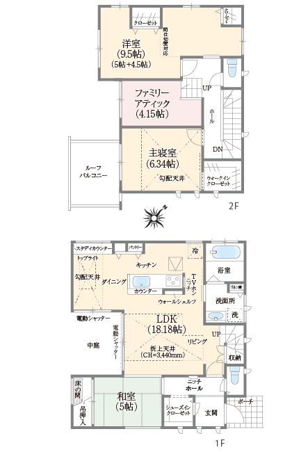 中庭のある家／間取り図