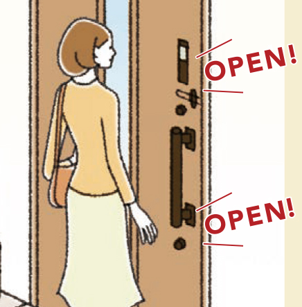 ドアに近づくと、2つのカギが自動で解錠