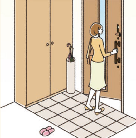 ドアを開けて室外に出る